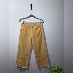 Wide Leg Flare Jeans in Tan — Unbranded